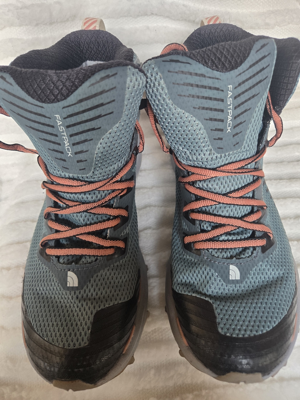 The North Face Women's Blue Mesh Hiking Shoes with Coral Laces